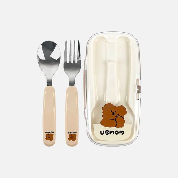 UBMOM Stainless Steel Chocomong Spoon Fork Case Set