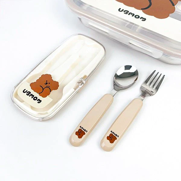 UBMOM Stainless Steel Chocomong Spoon Fork Case Set