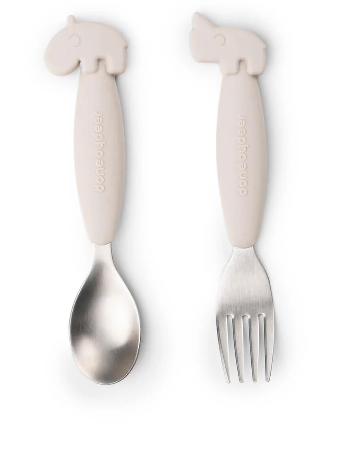 Done by Deer Easy-Grip Spoon 2 Piece Set-sand