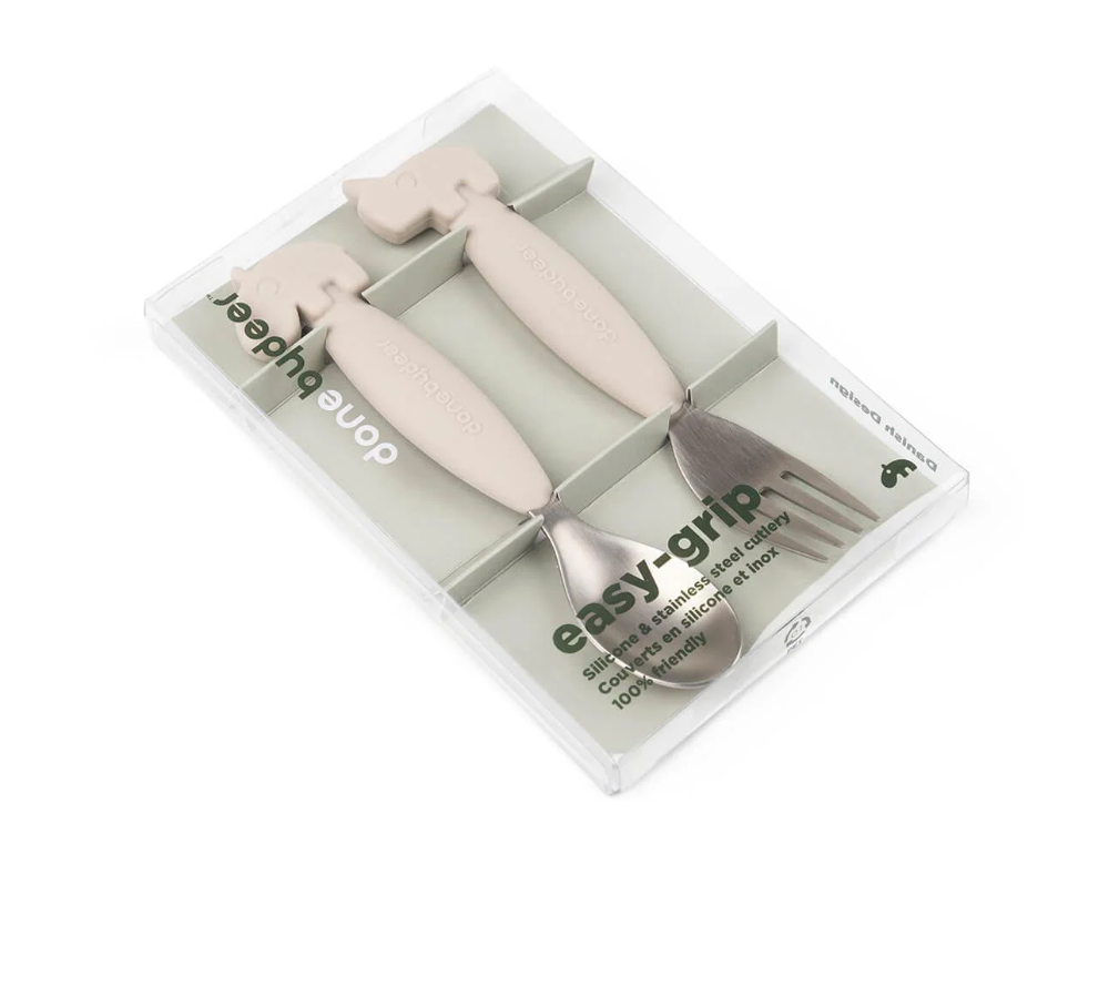 Done by Deer Easy-Grip Spoon 2 Piece Set-sand