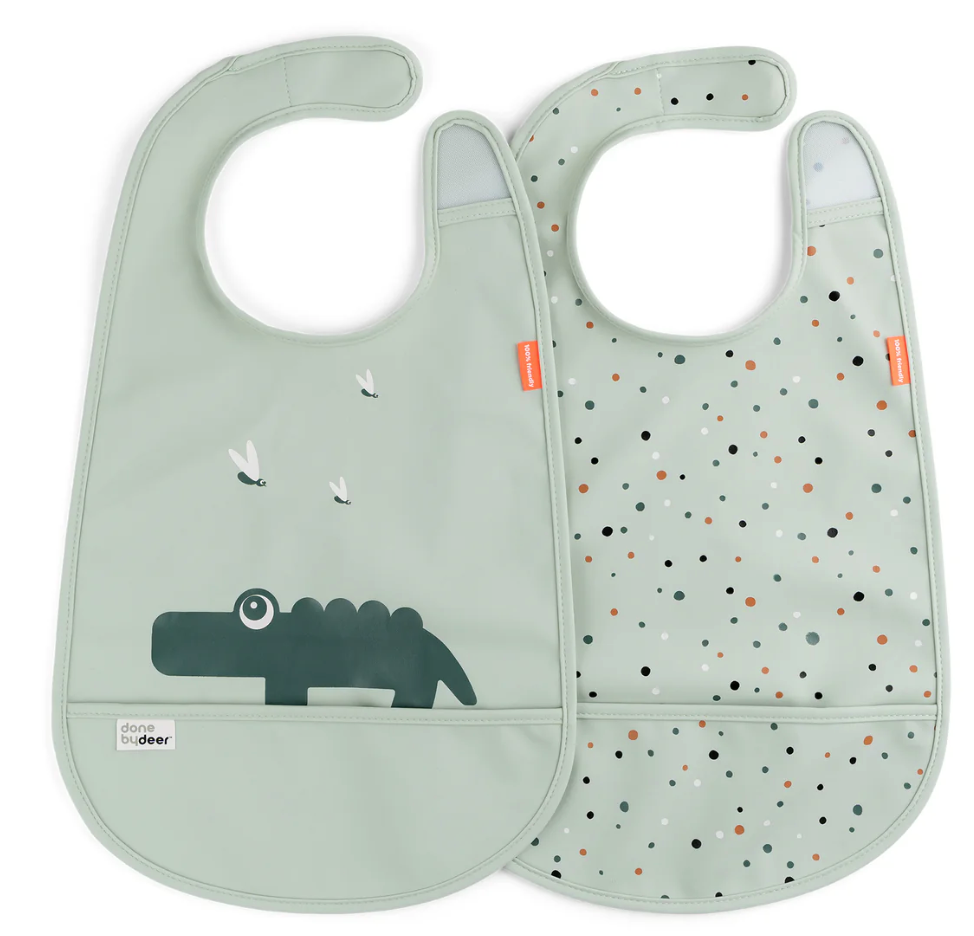 Bib with velcro 2-pack - Croco - Green