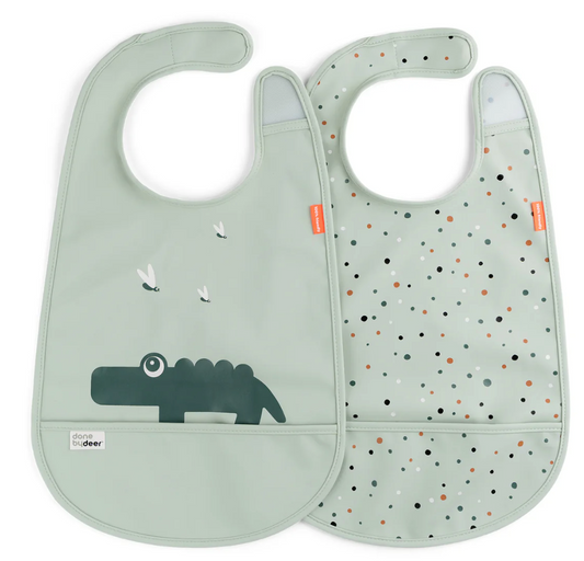 Bib with velcro 2-pack - Croco - Green