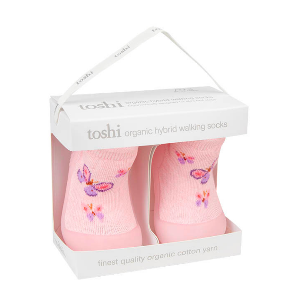 TOSHI ORGANIC HYBRID WALKING SOCKS JACQUARD BUTTERFLY BLISS