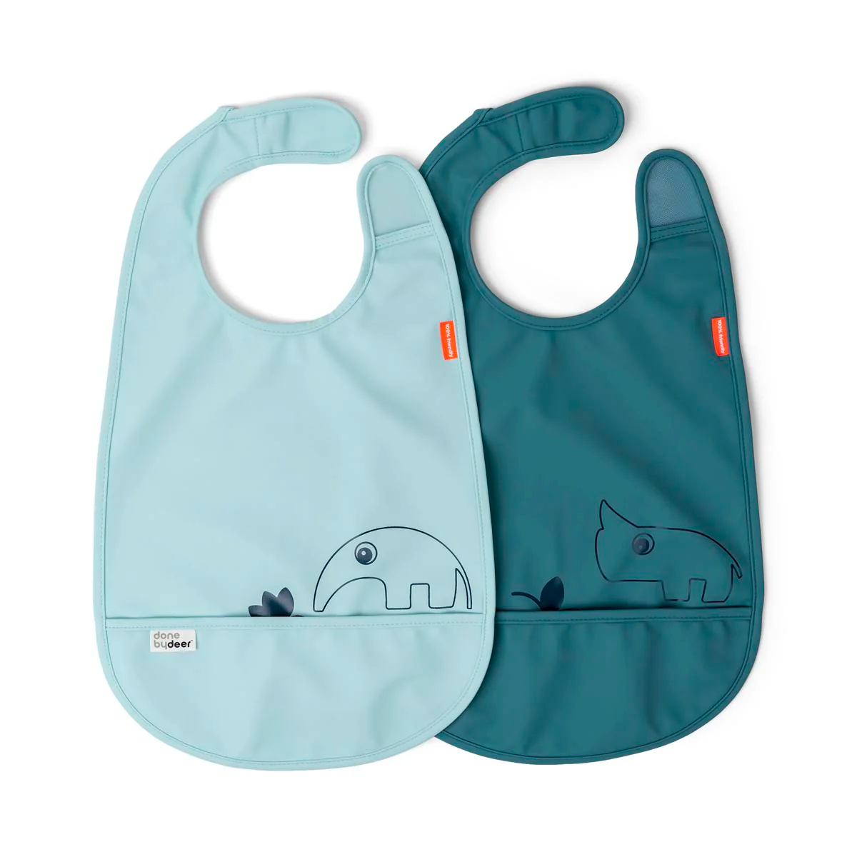 Done by Deer Velcro Bibs 2 Pack （Sand/Powder/Blue)