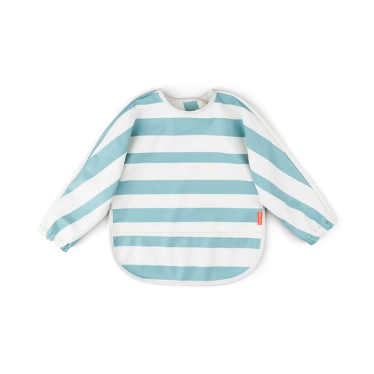 Done by Deer Sleeved Pocket Bib Striped (Blue/Sand)