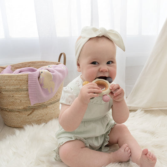 PLAYGROUND Multi-Surface Teething Wheel - Rose