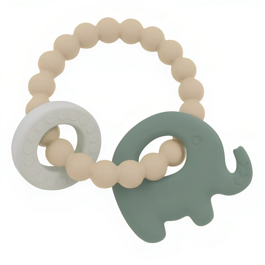 PLAYGROUND Silicone Elephant Teether - Sage