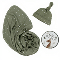 Load image into Gallery viewer, LIVING TEXTILES HELLO WORLD GIFT SET - OLIVE SPOTS
