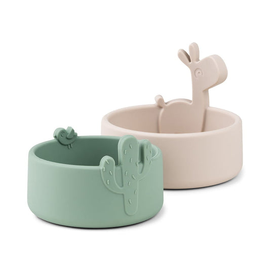 Done by Deer silicone bowl set 2pc Lalee Sand/Green