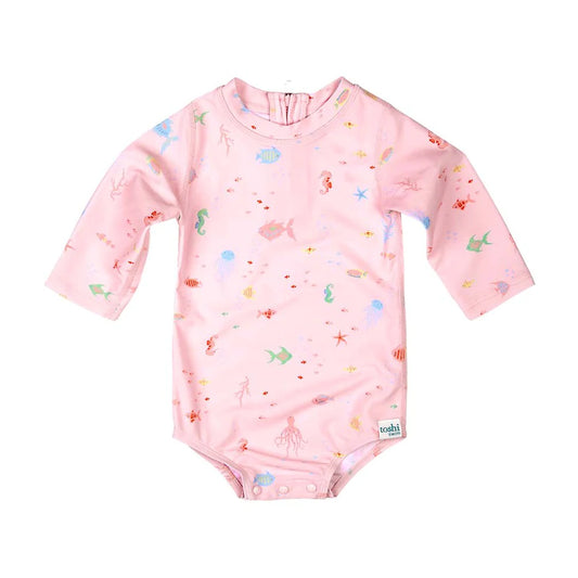 TOSHI SWIM BABY ONESIE LONG SLEEVE CLASSIC CORAL