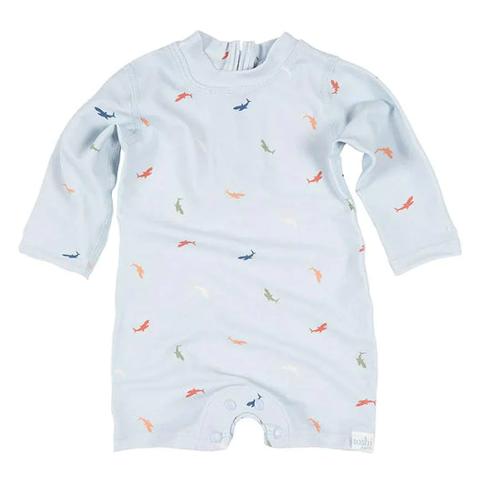 TOSHI SWIM BABY ONESIE LONG SLEEVE CLASSIC SHARKS