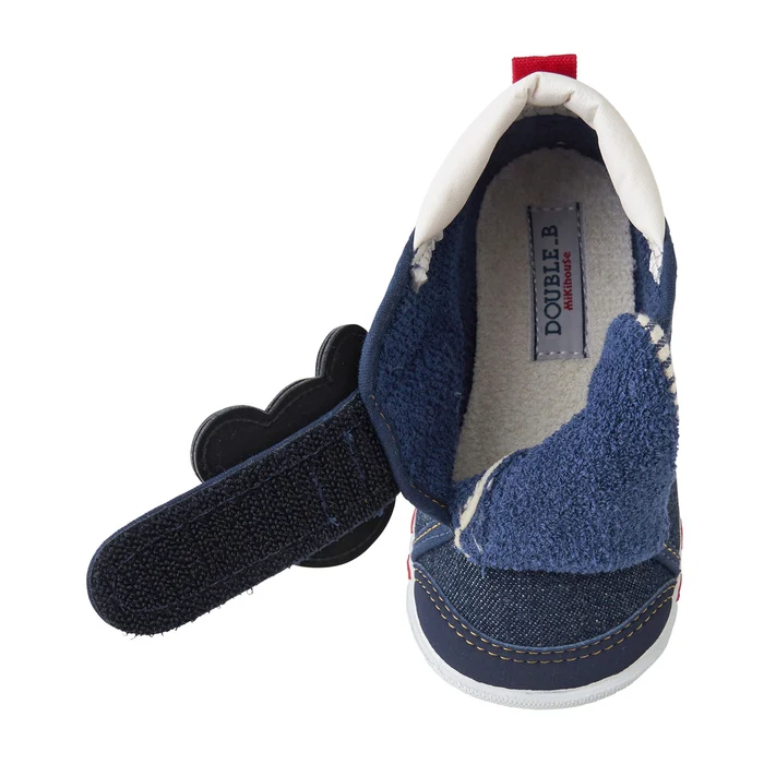 MIKI HOUSE Black Bear First Shoes Denim