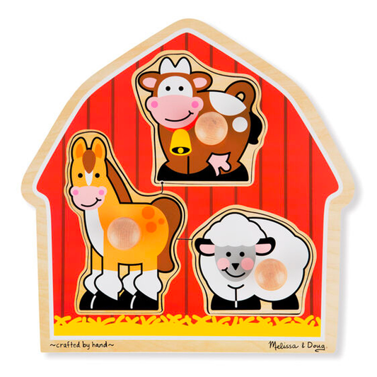 Melissa & Doug Barnyard Animals Jumbo Knob Puzzle - 3 Pieces