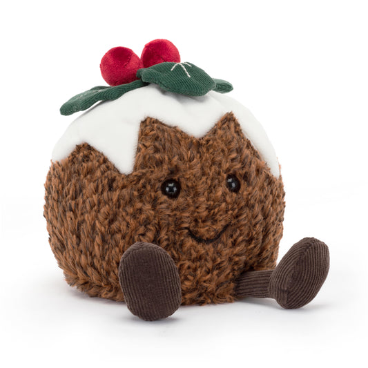 JELLYCAT AMUSEABLE CHRISTMAS PUDDING BROWN 12X13X17CM