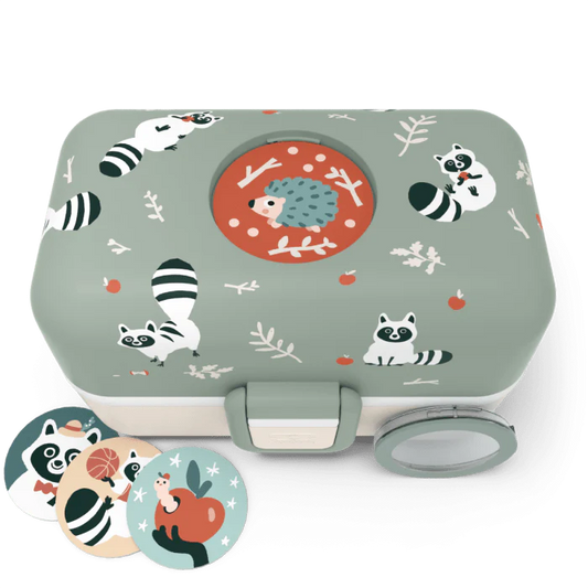 Monbento Tresor Graphic Kids's Bento Box- Green Raccoon