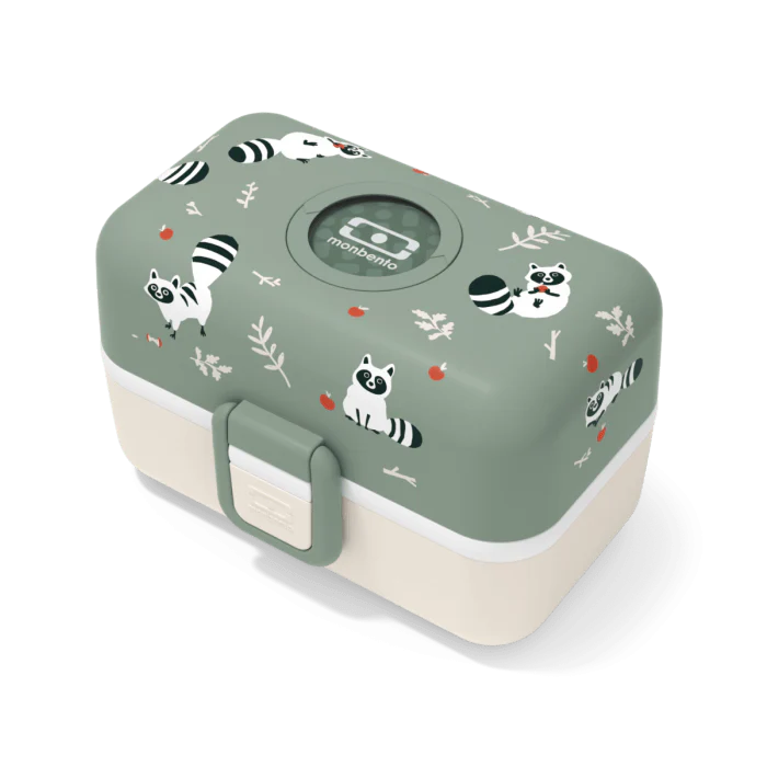 Monbento Tresor Graphic Kids's Bento Box- Green Raccoon