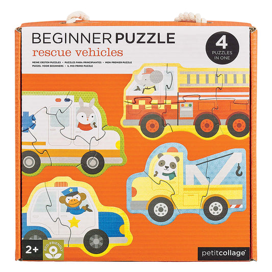 PETIT COLLAGE RESCUE VEHICLES BEGINNER PUZZLE ORANGE 21X21X3.2CM