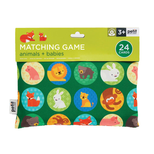 PETIT COLLAGE MATCHING GAME ON-THE-GO ANIMALS + BABIES GREEN 18.3X14.4X2.5CM