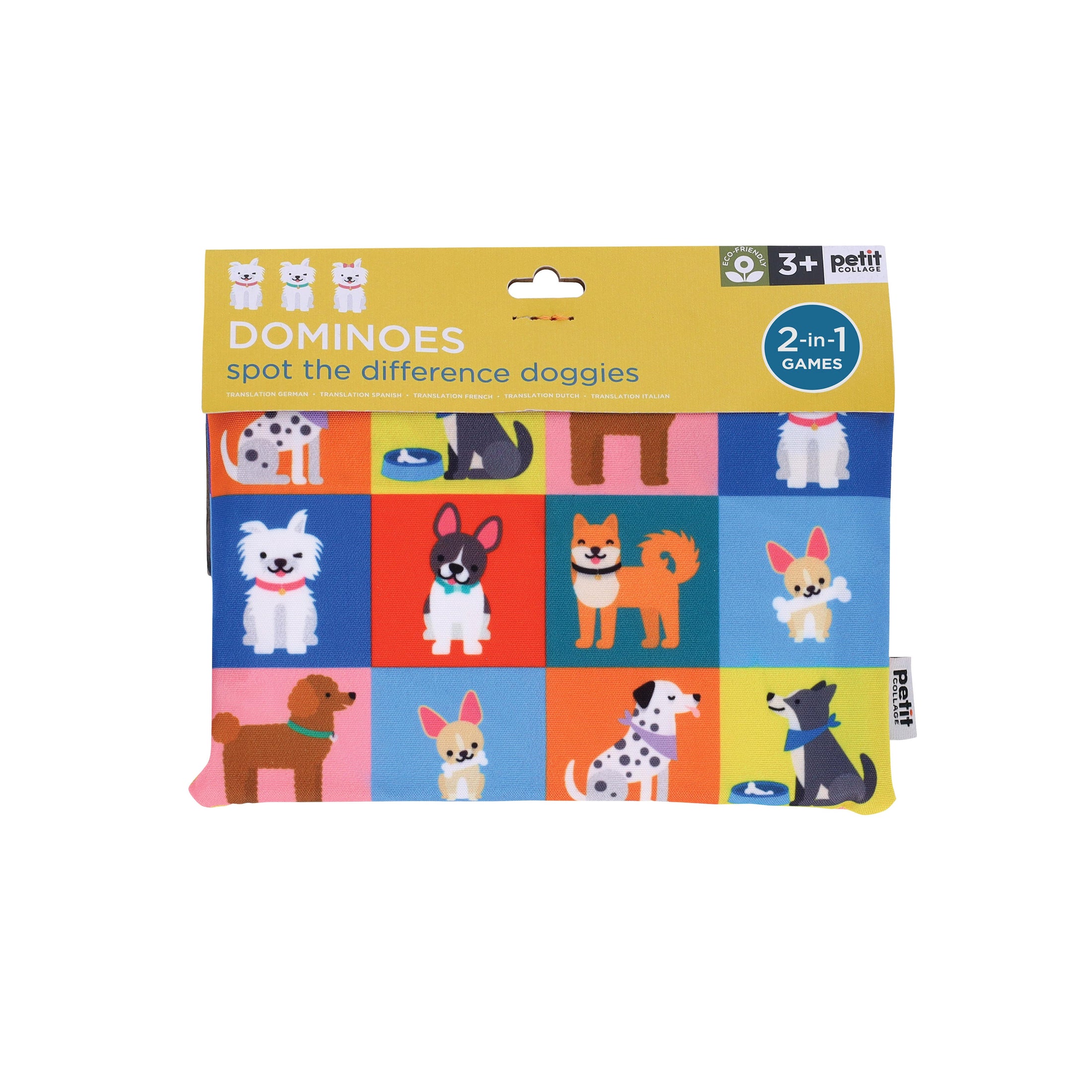 PETIT COLLAGE SPOT THE DIFFERENCE DOMINOES DOGGIES MULTI-COLOURED 18X3X15CM