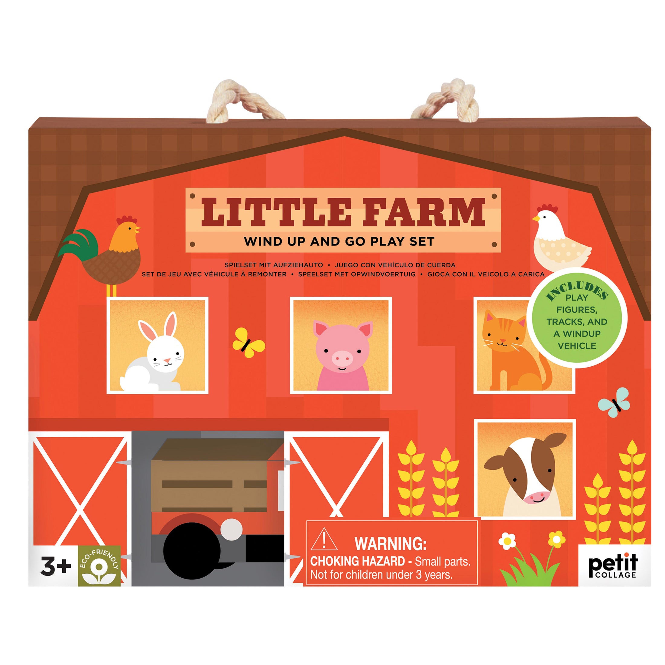 PETIT COLLAGE WIND UP AND GO PLAY SET - LITTLE FARM MULTI-COLOURED 20X6X14CM